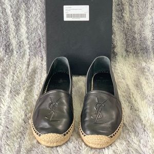 Saint Laurent Monogram Leather Espadrille blk 7.5
